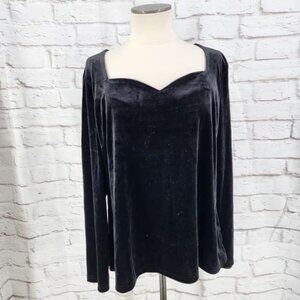 Black Velvet Regency Top Whimsigoth Dark Fairy Romance Glam Sweetheart XXL